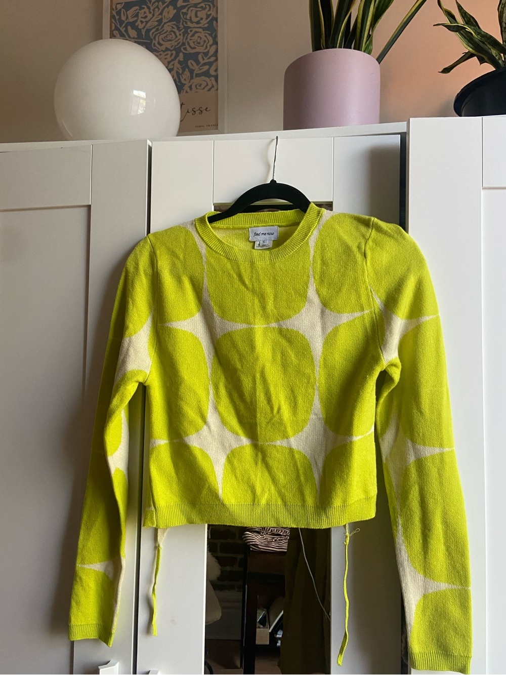 Vintage neon lime colored sweater with open back